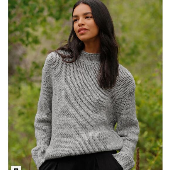 Jenni Kayne Sweaters - Jenni Kayne Moritz Mockneck Pullover Sweater Grey Marl Wool Blend Large Sold Out